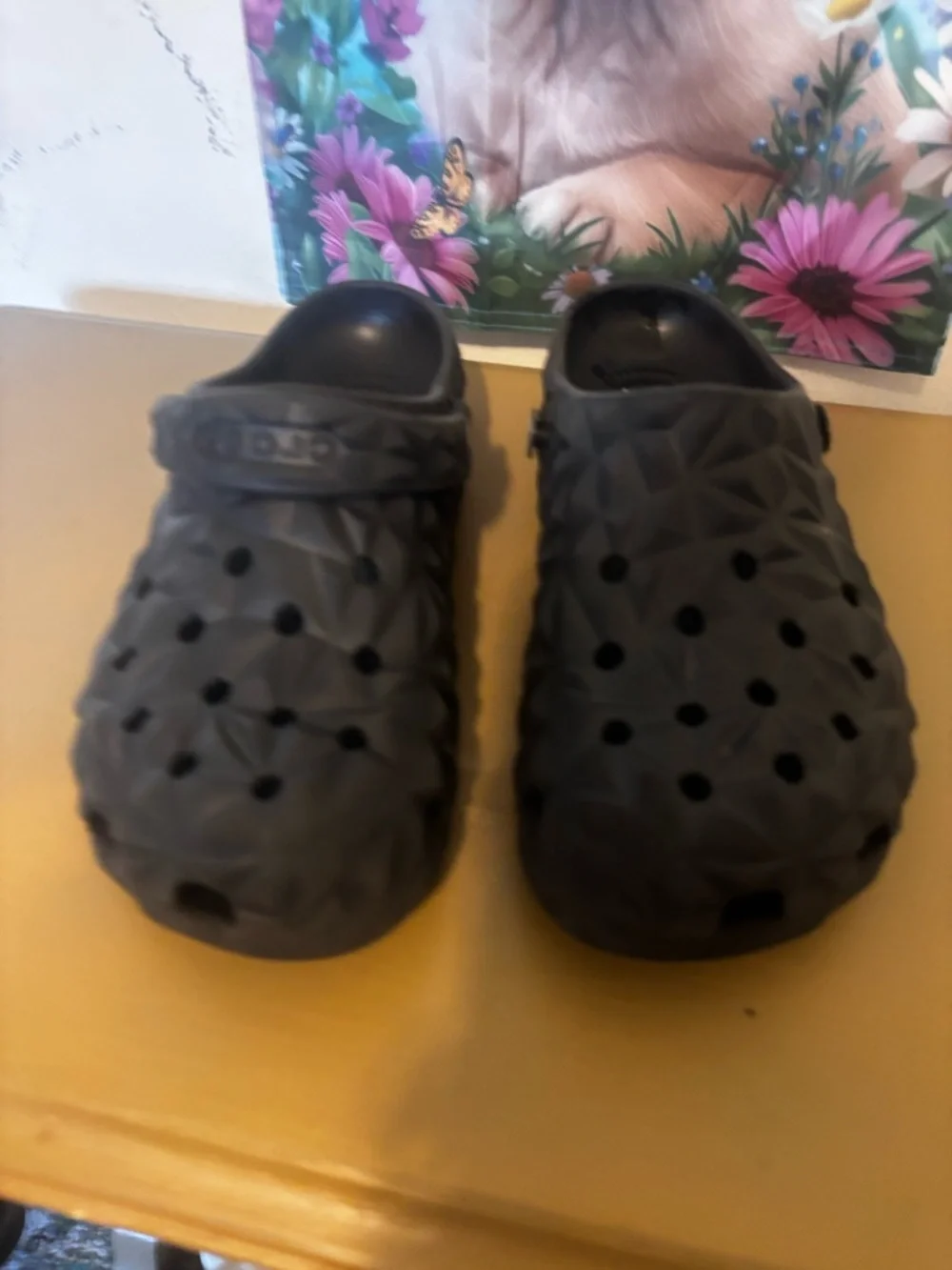 CROCS Kids Classic Clog in Black with Geometric Texture